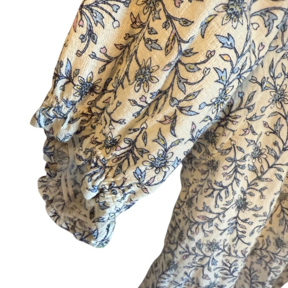 XíRENA Floral Boho Blouse – Blue & Cream Print, Size L - Picture 4 of 4